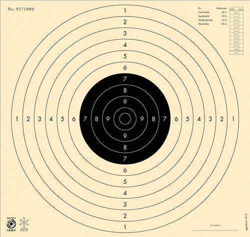 Bild von Präzisions Pistolenscheibe mit Nummer (3010-N), 100 Stück